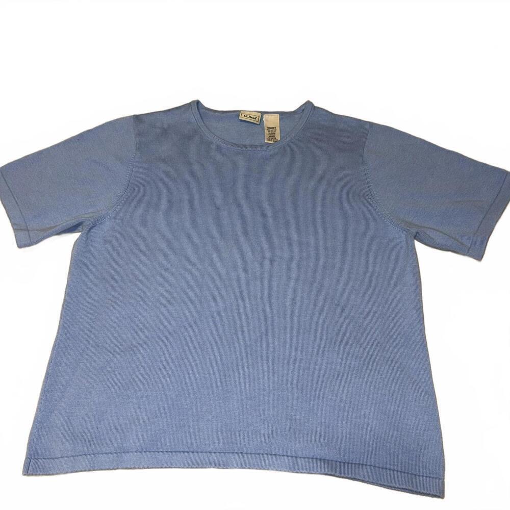 L.L.Bean Women's Size M Reg Light Blue Cotton Top Tshirt Size Medium 1% Elastane
